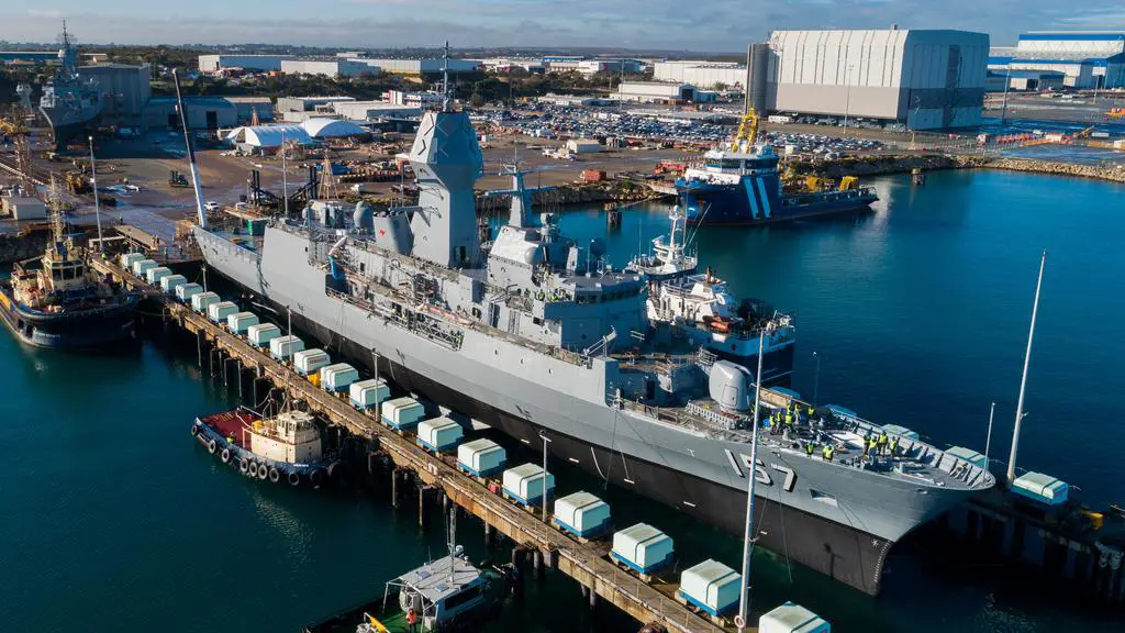 Frigate Leaving Syncrolift Shiplift Henderson Shipyard Perth