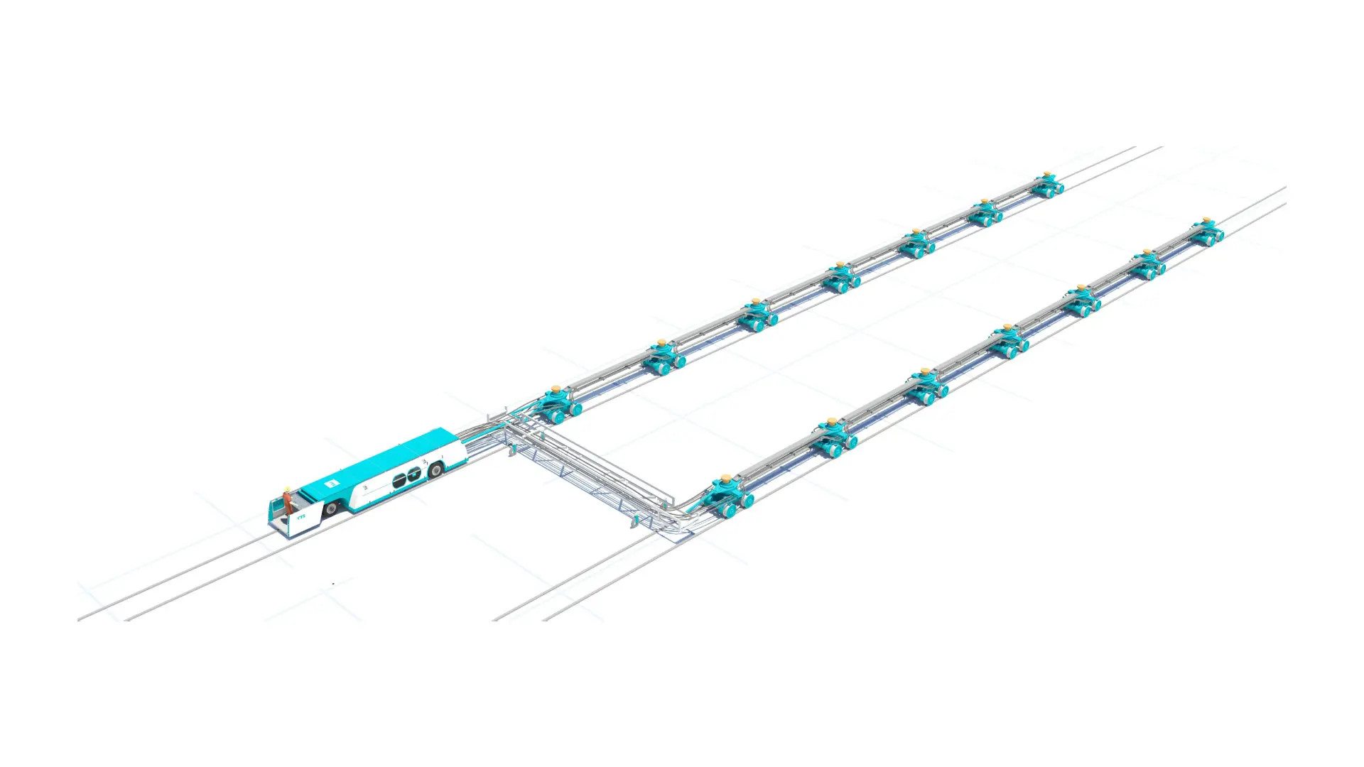 Render of a fluid bed transfer system